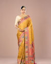 Mustard Yellow Satin Saree